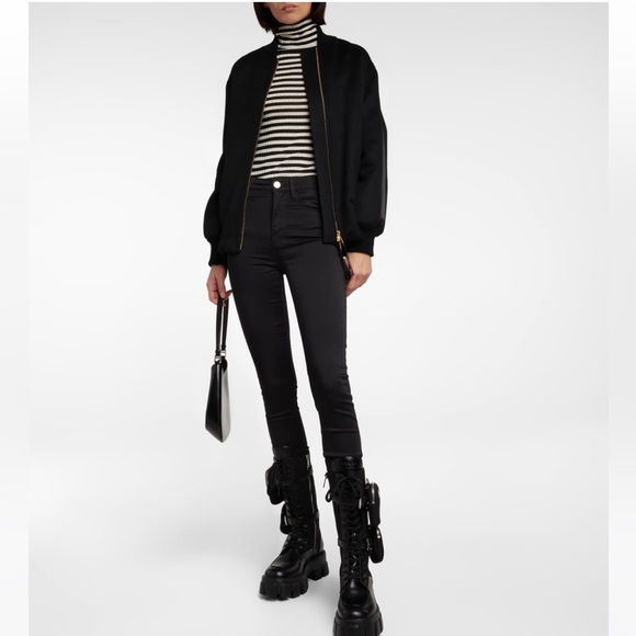 Frame Ali High Rise Cigarette Black Noir Jeans - Picture 2 of 16